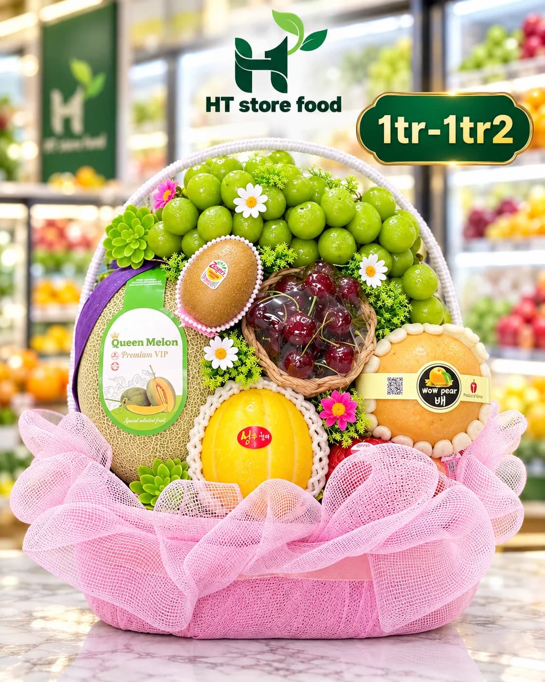 Giỏ quà lưới hồng