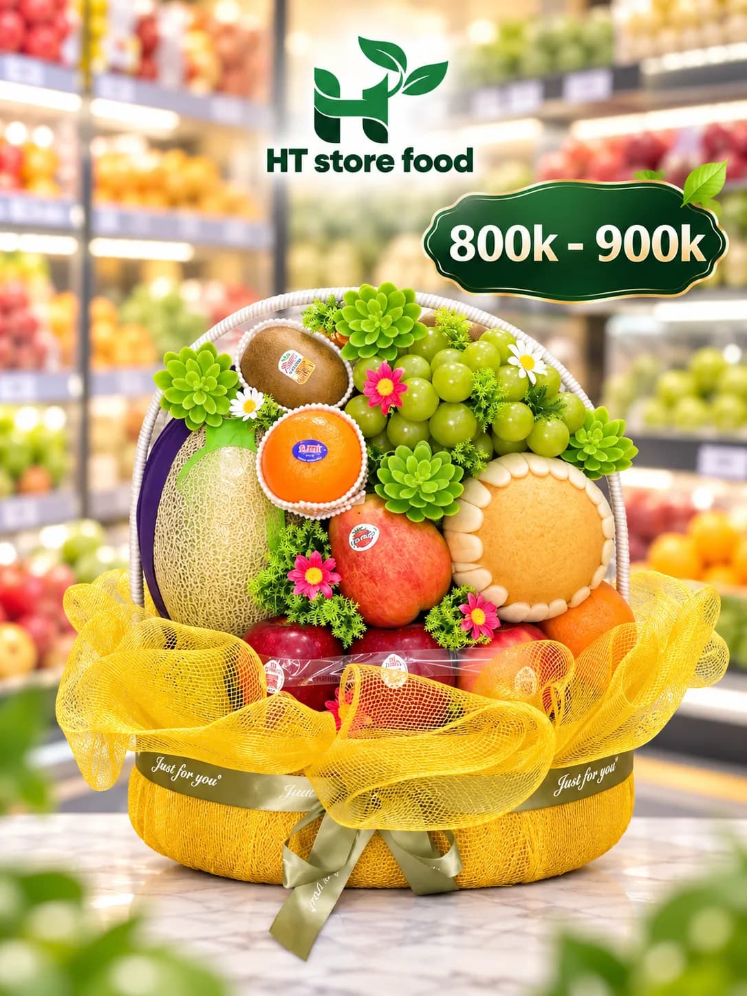 Giỏ quà lưới vàng