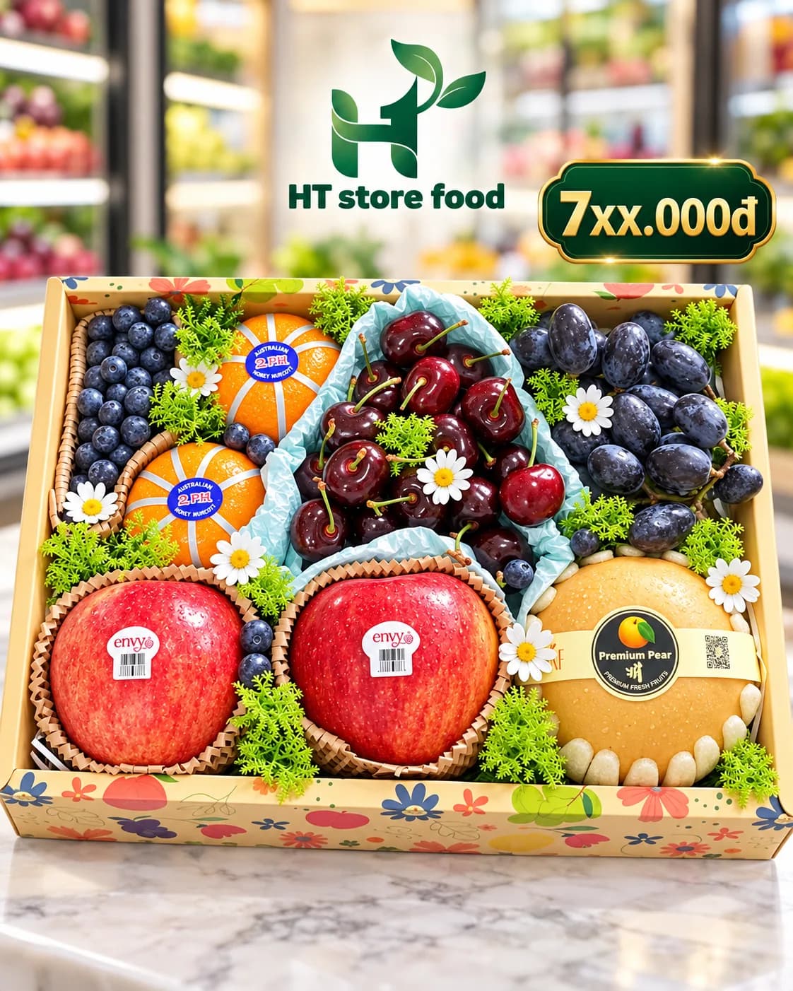 Khay quà cherry và việt quất